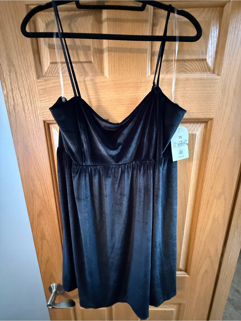 ARULA Black Velvet Chemise Slip Dress